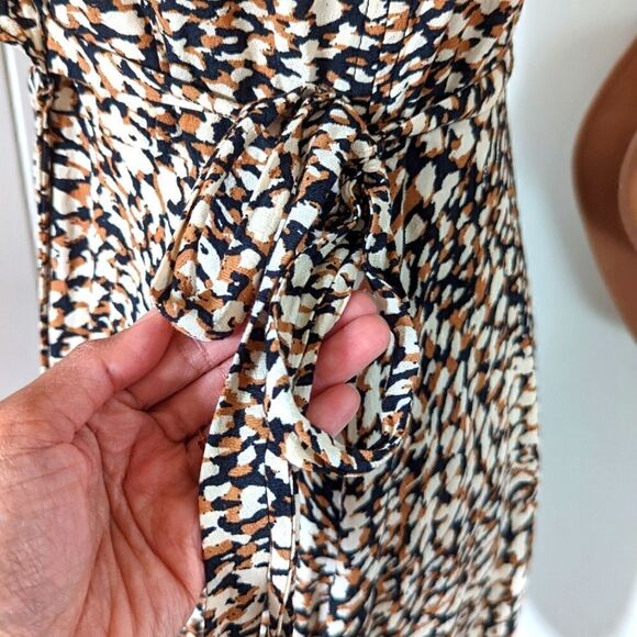 Free People Tie-Waist Wrap Dress S Coquette Girl Mobwife Boho Chic Animal Print - Picture 8 of 13